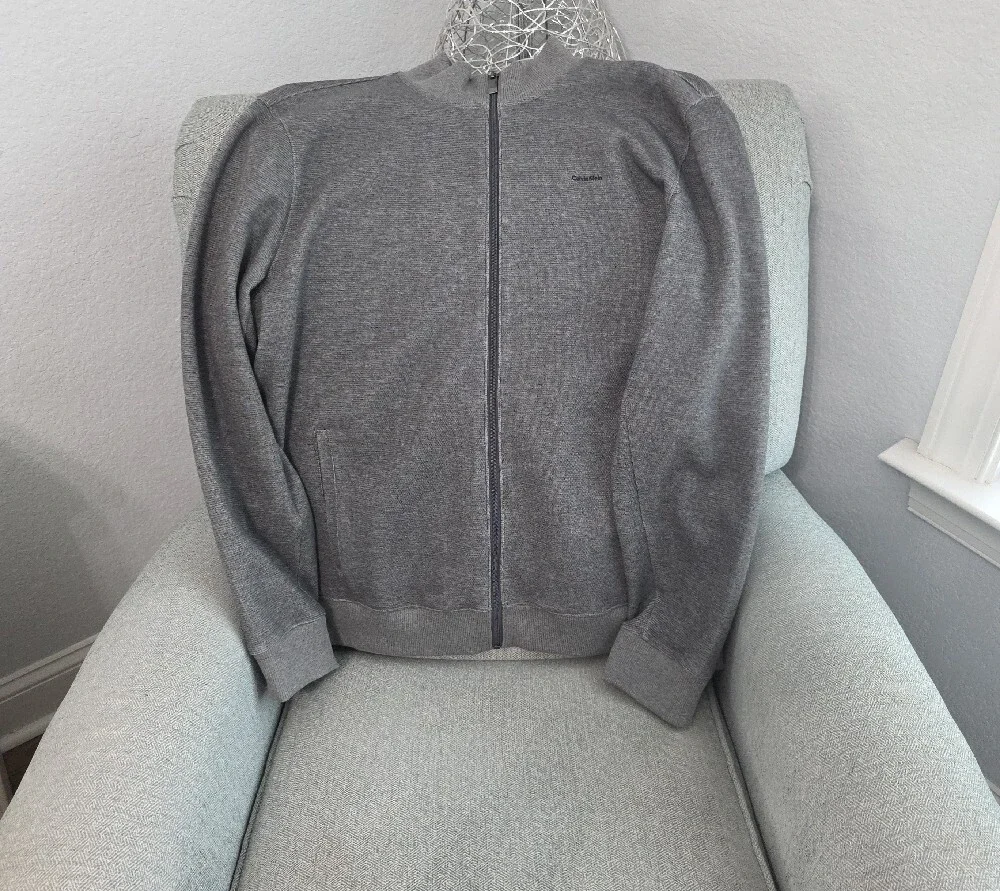 Calvin Klein Heather Gray Zip-Up Sweatshirt Size XL Never Worn